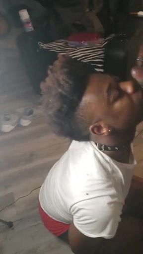 Spectacular moment from "BLACK SLUT SLAVE IN A COLLAR FACE FUCKED  - Onlyfans Supahead21"