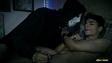 Halloween Slasher Magic C Caught Hot Twink Andres Zp Jerking His Big Dick And Gave Him a Helping Hand