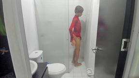 Colombian Femboy Juicy Ass Twerk with Dildo in the Shower
