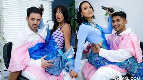 Swappz Singles featuring Claire Black and Jade Greene's blowjob smut