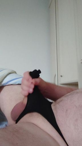 Horny Jerking off in a Black Thong for the Cock