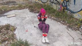 Bound and gagged blind in an abandoned site
