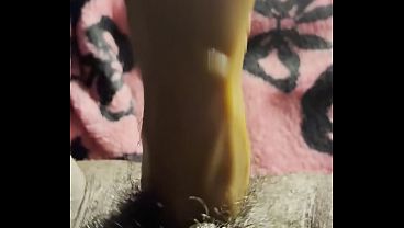 YOUNG HAIRY HORNY PUSSY AND DILDO (SOLO FEMALE)