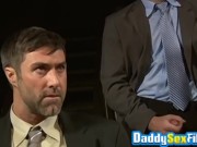 Several daddies and hunks are sucking cocks in wild orgy
