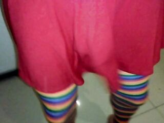 lolass36 In Petticoat, Penis Thrilled In Mirror Reflection