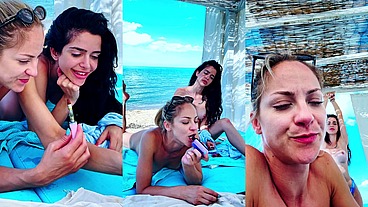 Lesbians streaming from the nudy beach