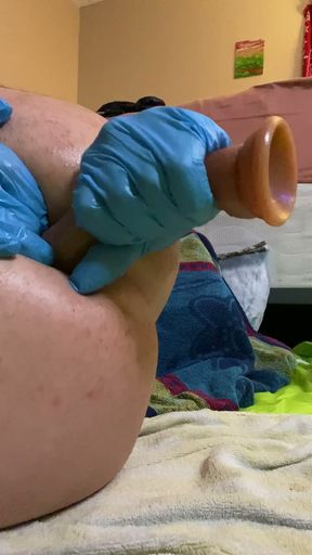 Gape with Slippery Dildo