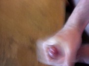 Solo jerking cock with lube, cumshot (sry for shaky camera)