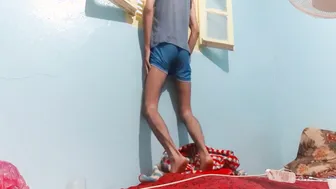 Twink watches neighbor through window and jerks his big cock