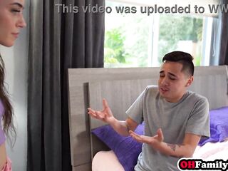 Tiny teen swallowed big knob so hawt babe enjoyed rough twat banging with stepbrother