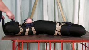 Yvette Costeau - Belt Bondage in fetish suit