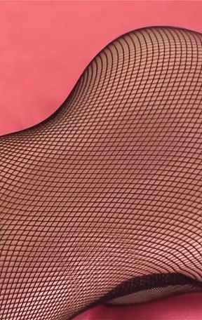 Black Fishnets &amp; Pink Crotchless Pantyhose
