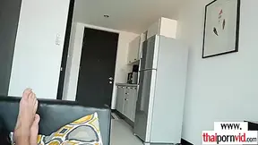 Skinny Amateur Thai Asian Teen 18+ Nok Waxing Her Boyfriends Big White Cock