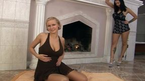 Blonde Babe and Brunette Hottie in Steamy Lesbian Dildo Play