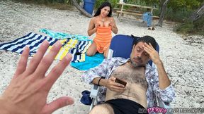 Latina teen Serena Santos gets banged on public beach