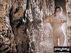 Totally sultry Ukrainian teen Vi Shy slips out of her tiny black bikini