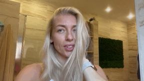 A Blonde Mermaid in my bathroom Feet playing 2