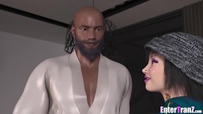 Emo trans chick has fun in the shower with her sugar daddy