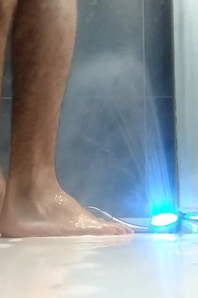 Would You Like to Cum on My Feet? Bath Them with Your Sperm Please! Sexy Feet Boy Play in the Shower