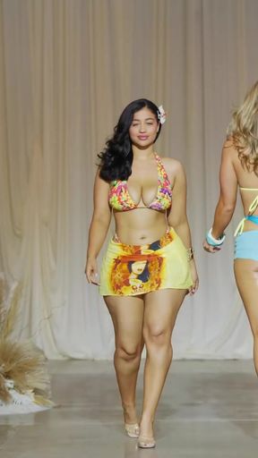 Fashion show model strutting runway