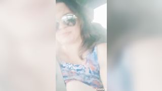 Skank is Told by her Bf to Strip and Masturbate during Long Vehicle Rides
