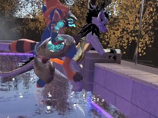 shemale hentai protogen pounds fluffy dragon by the pool