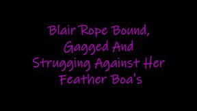 Blair Rope Bound, Gagged And Struggling Against Her Feather Boas MP4