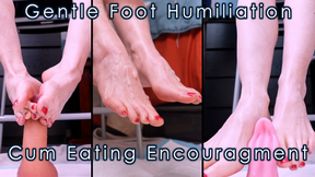 Gentle Humiliation with Feet and Cum Eating Encouragement