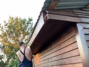 Real BUILDER relaxing in the evening after work