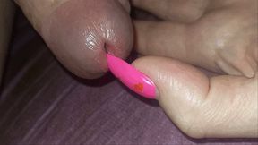 Clara - Inserting her long fingernails into the peehole and eating cum off her soles [foot worship, footjob, urethral insertion, cum on feet] (4K)