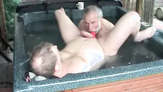 Daddy and Bear Have Steamy Jacuzzi Anal Sex