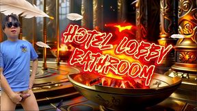 a cock lover guy sucks a stranger’s cock in hotel lobby bathroom