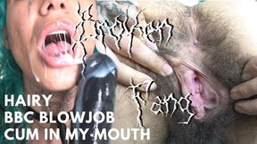 Thirsty Slut Gags on Huge Black Cock – Hairy Bush & Deep Throat
