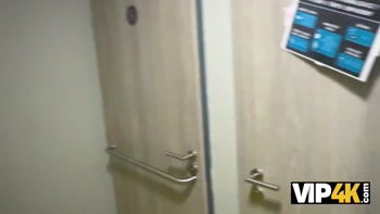 VIP4K. Funky Town started sucking his Dick in a Public Toilet