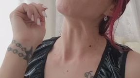 Neck as i smoke take long drags cough and swallow !
