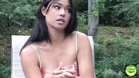 Dirty Asian cutie gets devoured between thighs, high heels abandoned mid-coitus, barely-laced bikini torn apart