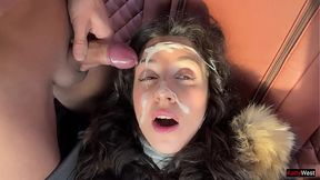 Brunette babe Katty West swallows multiple cumshots in crazy facial compilation