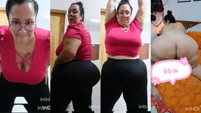 BBW dancing and opening her holes