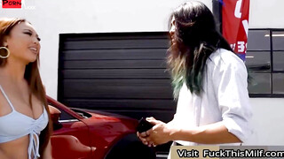Parking Lot Pleasure - Japanese Babe Kazumi Gets Fucked By Huge Dick In Car