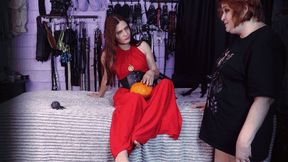 Witch is scratching girls belly