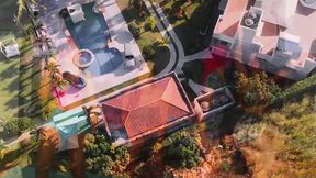 Brunette and blonde latinas suck dong in doggy style at lavish mansion