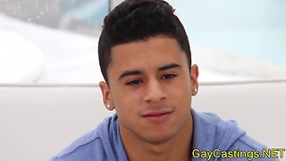 Muscular latino hunk gets casted for facial and ass fucking in gaycastingsetd4!