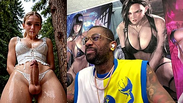 Dirty Blonde Transgender Girl Cumming All Over Her Face, AI Generated