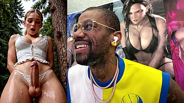 Dirty Blonde Transgender Girl Cumming All Over Her Face, AI Generated