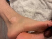 Footjob - Fan from Twitter fucking & cumming on my feet.