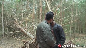 Black stud Kody McCree fist fucks submissive Japanese Yoshi Kawasaki outdoor
