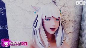 White-Haired Catgirl Nails You Against The Wall In HD Hentai VR Action