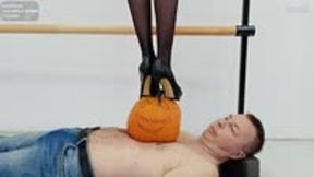 Halloween multitrampling training #10 (Full): playing ball on men & head scissors & face sitting & pumpkin crushing