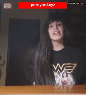 Teen amateur webcam model shows her reaction to viewer's messages
