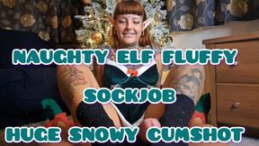 NAUGHTY ELF FLUFFY SOCK JOB ENDS WITH THE BIGGEST CUMSHOT I HAVE EVER SEEN!